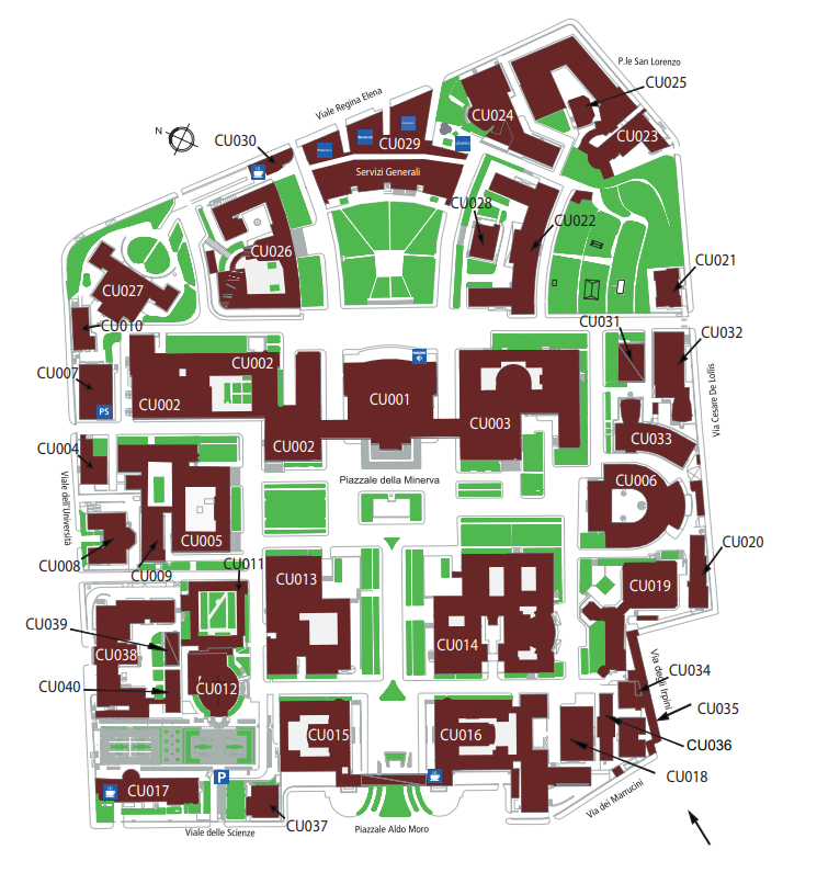 mappa della Città Universitaria Sapienza